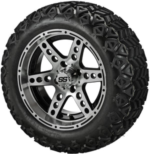 LSI 14" Chaos Black & Machined Wheel and Lifted Tire Combo