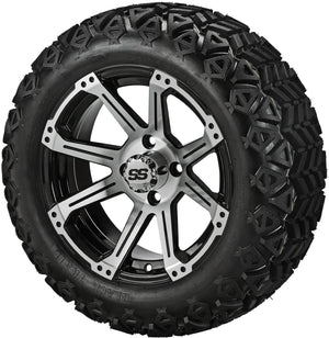 LSI 14" Rampage Black & Machined Wheel and Lifted Tire Combo