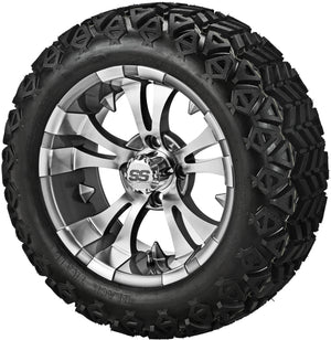 LSI 14" Warlock Gun Metal Gray & Machined Wheel and Lifted Tire Combo