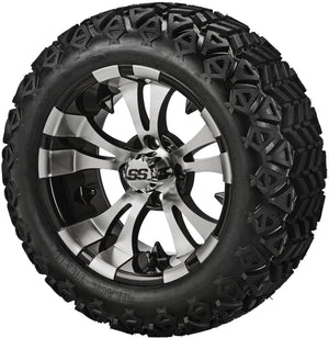 LSI 14" Warlock Black & Machined Wheel and Lifted Tire Combo