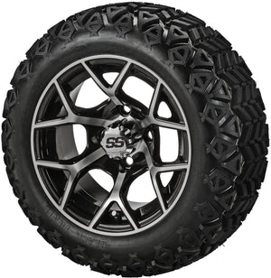 LSI 14" Ninja Black & Machined Wheel and Lifted Tire Combo
