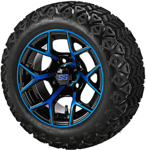 LSI 14" Ninja Black & Blue Wheel and Lifted Tire Combo