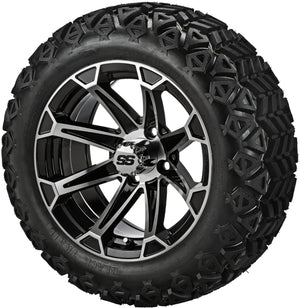 LSI 14" Viking Black & Machined Wheel and Lifted Tire Combo