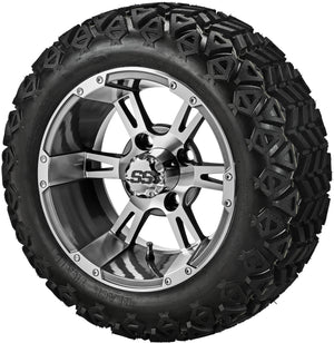 LSI 14" Raptor Gun Metal Gray & Machined Wheel and Lifted Tire Combo