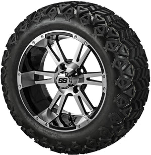 LSI 14" Raptor Black & Machined Wheel and Lifted Tire Combo