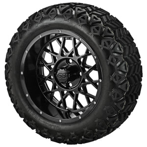 LSI 14" Black Widow Gloss Black Wheel and Lifted Tire Combo