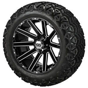 LSI 14" Venom Black & Machined Wheel and Lifted Tire Combo