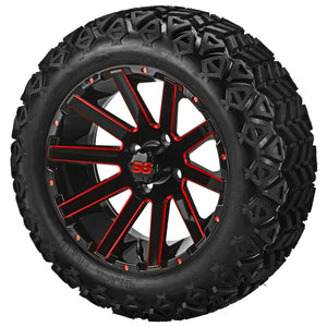 LSI 14" Venom Black & Red Wheel and Lifted Tire Combo