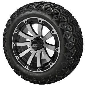 LSI 14" Beast Black & Machined Wheel and Lifted Tire Combo