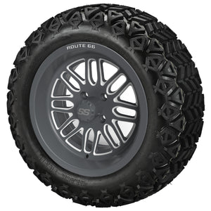 LSI 14" Sinister Gun Metal Gray & Machined Wheel and Lifted Tire Combo