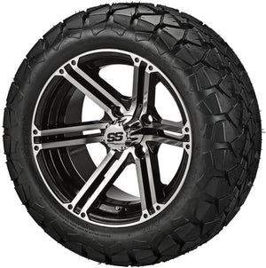 LSI 14" Yukon Black & Machined Wheel and Lifted Tire Combo