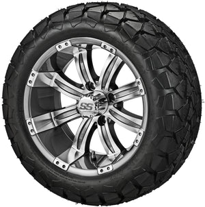 LSI 14" Casino Gun Metal Gray & Machined Wheel and Lifted Tire Combo