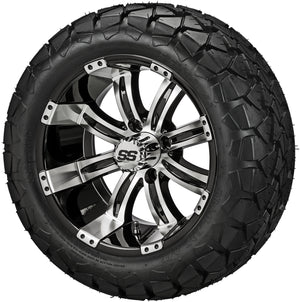 LSI 14" Casino Black & Machined Wheel and Lifted Tire Combo