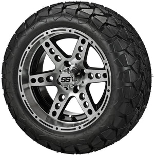 LSI 14" Chaos Black & Machined Wheel and Lifted Tire Combo