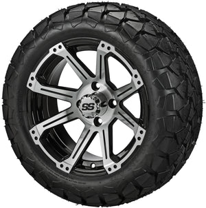 LSI 14" Rampage Black & Machined Wheel and Lifted Tire Combo