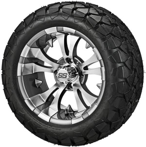 LSI 14" Warlock Gun Metal Gray & Machined Wheel and Lifted Tire Combo