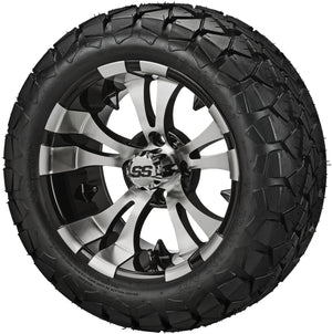 LSI 14" Warlock Black & Machined Wheel and Lifted Tire Combo