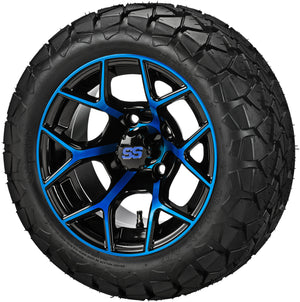 LSI 14" Ninja Black & Blue Wheel and Lifted Tire Combo