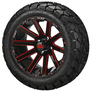 LSI 14" Venom Black & Red Wheel and Lifted Tire Combo