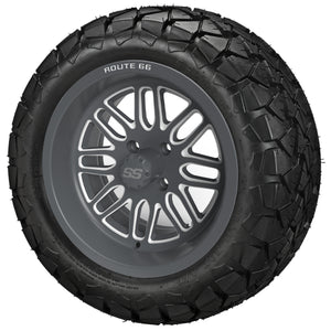 LSI 14" Sinister Gun Metal Gray & Machined Wheel and Lifted Tire Combo