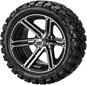 LSI 14" Yukon Black & Machined Wheel and Lifted Tire Combo