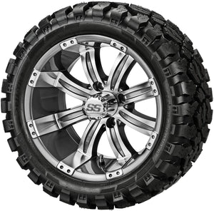 LSI 14" Casino Gun Metal Gray & Machined Wheel and Lifted Tire Combo