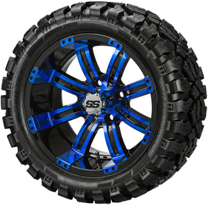 LSI 14" Casino Black & Blue Wheel and Lifted Tire Combo