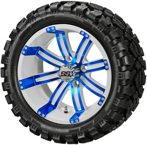 LSI 14" Casino White & Blue Wheel and Lifted Tire Combo