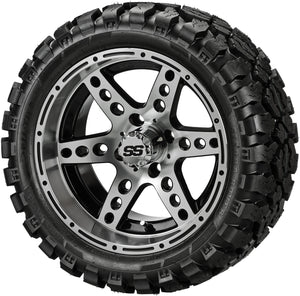 LSI 14" Chaos Black & Machined Wheel and Lifted Tire Combo