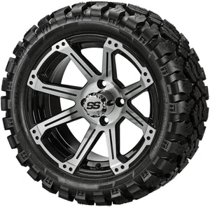 LSI 14" Rampage Black & Machined Wheel and Lifted Tire Combo