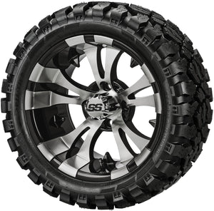 LSI 14" Warlock Black & Machined Wheel and Lifted Tire Combo