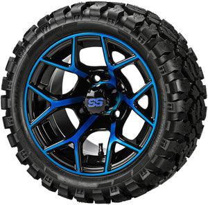 LSI 14" Ninja Black & Blue Wheel and Lifted Tire Combo