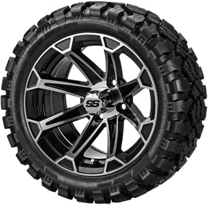 LSI 14" Viking Black & Machined Wheel and Lifted Tire Combo