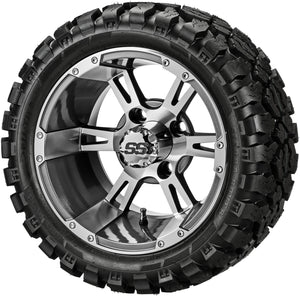 LSI 14" Raptor Gun Metal Gray & Machined Wheel and Lifted Tire Combo