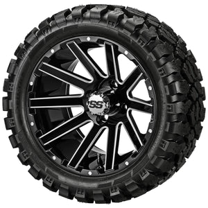 LSI 14" Venom Black & Machined Wheel and Lifted Tire Combo