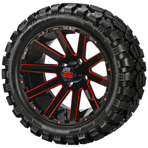 LSI 14" Venom Black & Red Wheel and Lifted Tire Combo