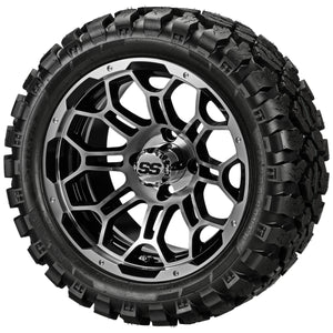 LSI 14" Hercules Black & Machined Wheel and Lifted Tire Combo