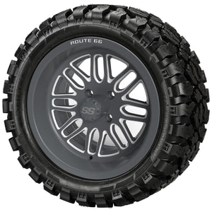 LSI 14" Sinister Gun Metal Gray & Machined Wheel and Lifted Tire Combo