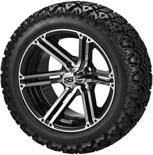 LSI 14" Yukon Black & Machined Wheel and Lifted Tire Combo