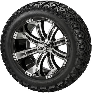 LSI 14" Casino Black & Machined Wheel and Lifted Tire Combo