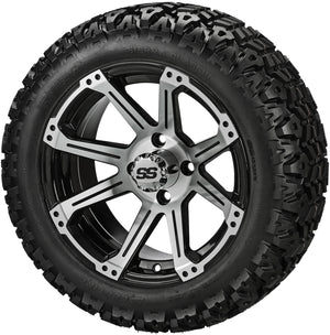 LSI 14" Rampage Black & Machined Wheel and Lifted Tire Combo