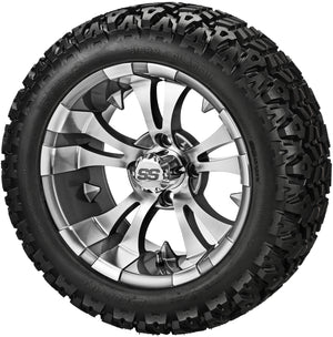 LSI 14" Warlock Gun Metal Gray & Machined Wheel and Lifted Tire Combo