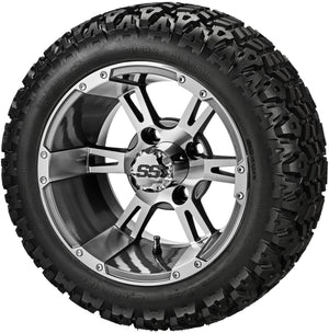 LSI 14" Raptor Gun Metal Gray & Machined Wheel and Lifted Tire Combo