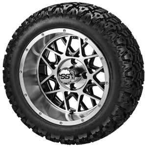 LSI 14" Black Widow Black & Machined Wheel and Lifted Tire Combo