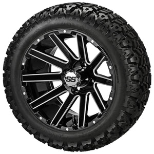 LSI 14" Venom Black & Machined Wheel and Lifted Tire Combo