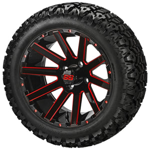 LSI 14" Venom Black & Red Wheel and Lifted Tire Combo