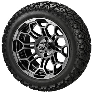 LSI 14" Hercules Black & Machined Wheel and Lifted Tire Combo