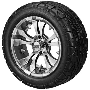 LSI 14" Warlock Gun Metal Gray & Machined Wheel and Lifted Tire Combo