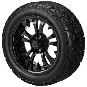 LSI 14" Warlock Gloss Black Wheel and Lifted Tire Combo