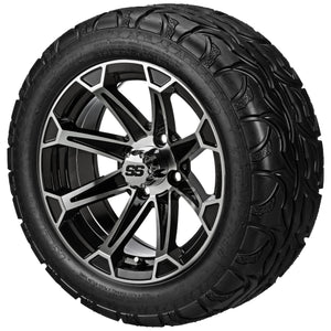 LSI 14" Viking Black & Machined Wheel and Lifted Tire Combo